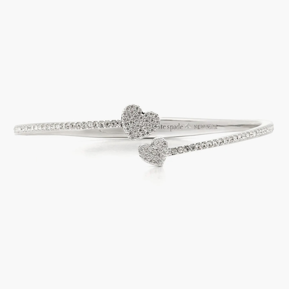 $58 Kate Spade Pave Heart Open Hinge Cuff Bracelet - Picture 1 of 6